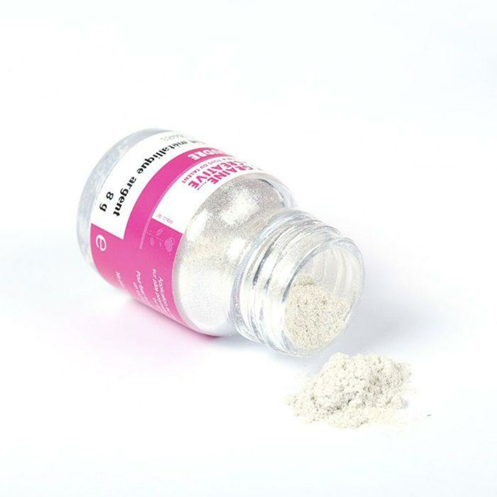 Poudre effet métallique argent pour pâte polymère - 8 g