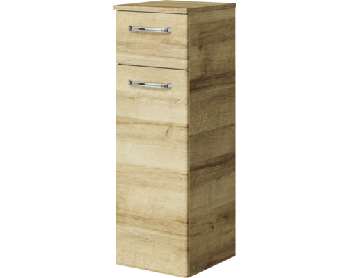 Pelipal Kumba badkamermeubelset (B x H x D): 137 x 200 x 50 cm, frontkleur: Riviera eiken, 5-delige set inclusief witte gegoten mineraalwastafel, halfhoge kast, onderkast en bovenkast (99.770121473)