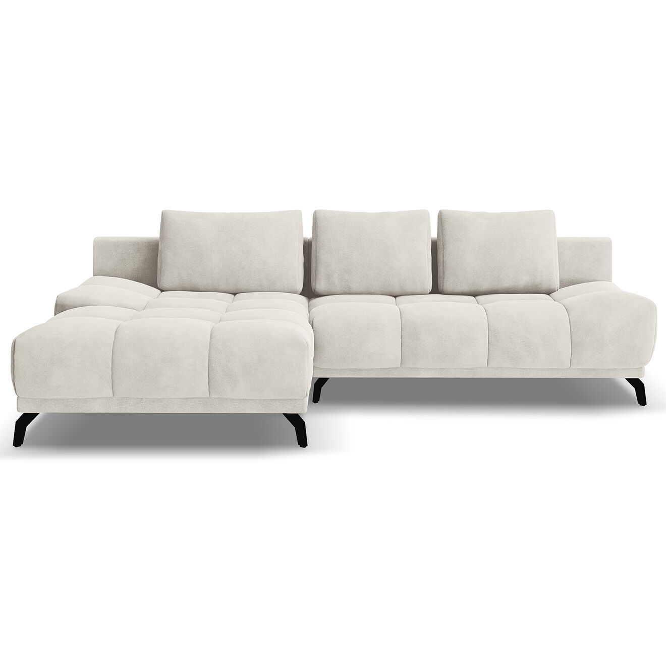 Windsor & Co Canapé d'angle Gauche Convertible avec Coffre Cirrus 5 Places beige clair - 290x182x90 cm