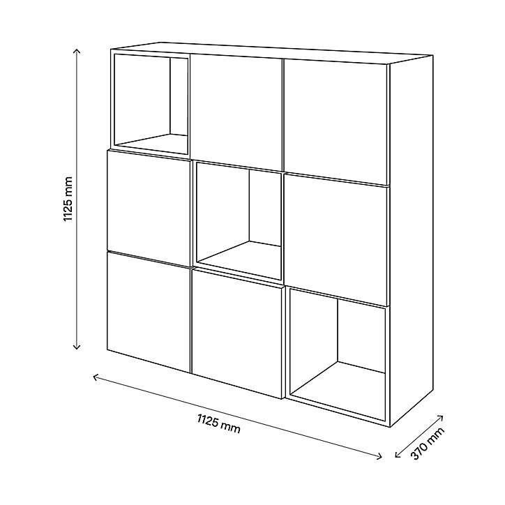 Étagère semi ouverte blanche 9 cases avec 6 portes GoodHome Atomia H. 112,5 x L. 112,5 x P. 37 cm
