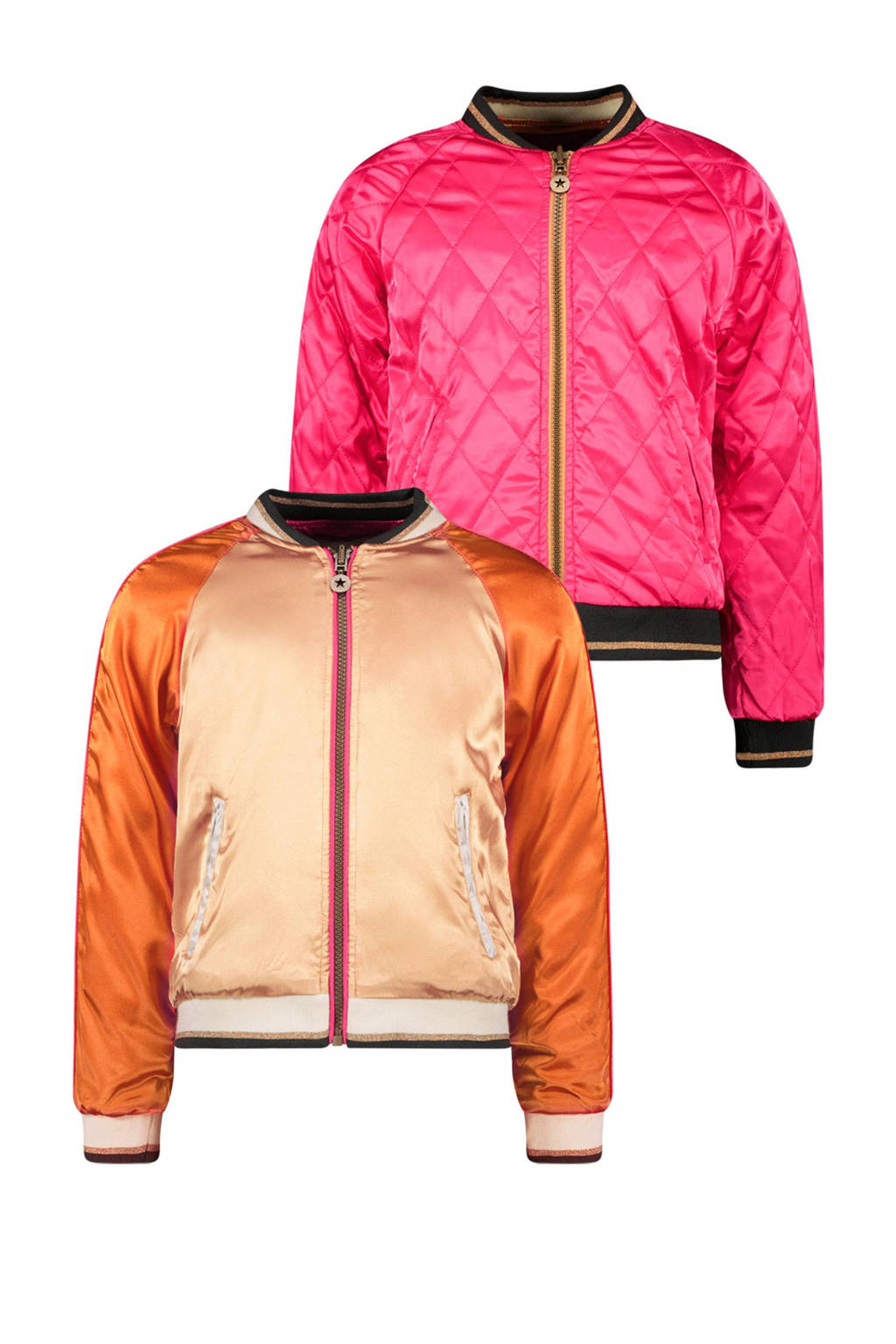 Like Flo reversible satijnen bomberjack zomer roze/oranje