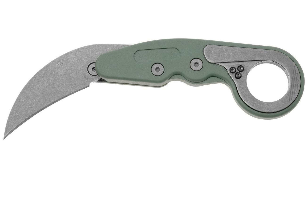 CRKT Provoke 4041GR Stonewashed AUS8, Aqua Green Grivory, Kinematic Karambit zakmes, Joe Caswell design