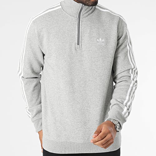Sweat Zippé A Bandes 3 Stripes IL2497 Gris Chiné