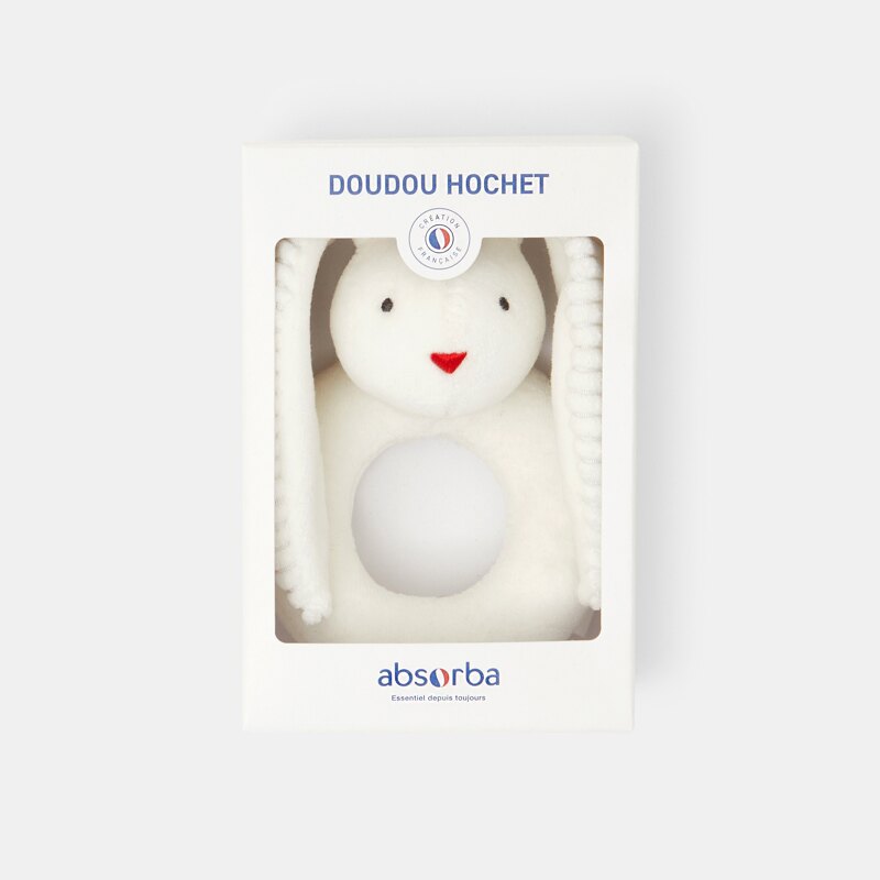 Hochet lapin en velours blanc naissance Absorba Blanc