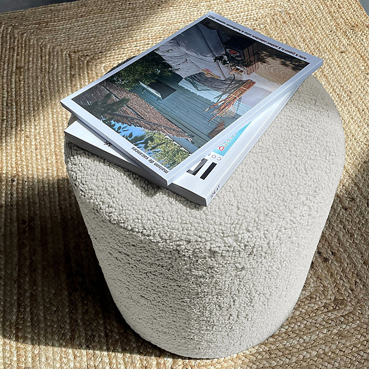 Pouf bouclette rond l.33 x H.33cm écru