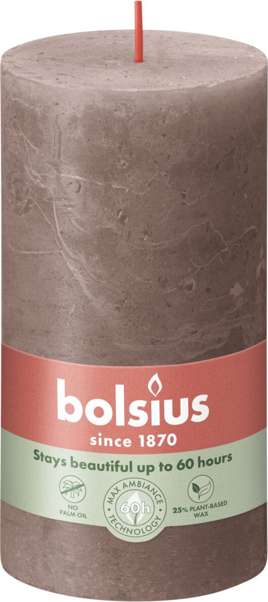 Bolsius stompkaars Rustiek Shine taupe 60 uur D 6,8 H 13 cm