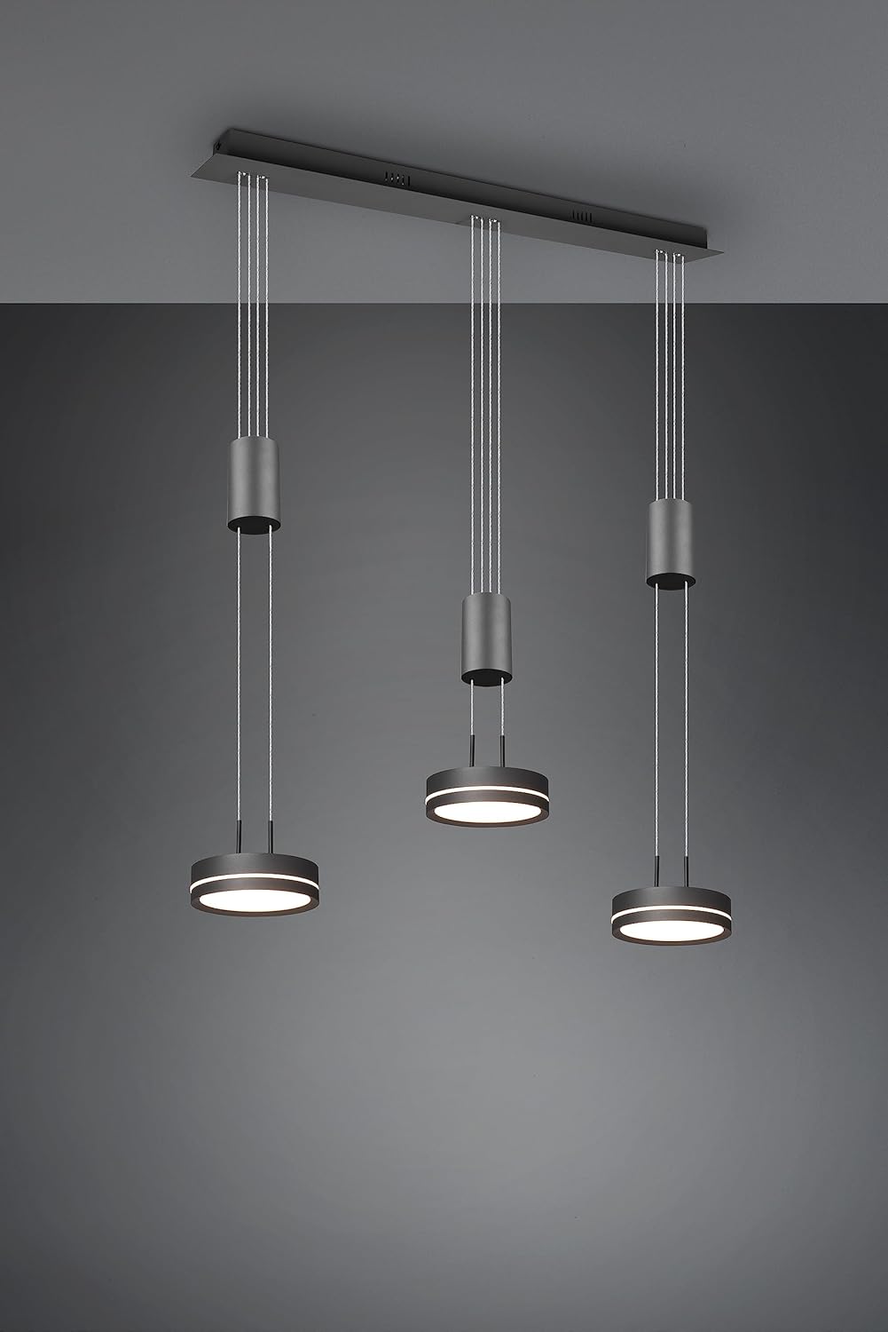 Trio Leuchten LED Pendelleuchte Franklin 326510342, Metall Anthrazit, inkl. 2x 9 Watt LED, Switch Dimmer
