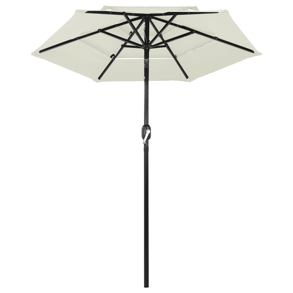 Parasol à 3 niveaux avec mât en aluminium 2 m sable