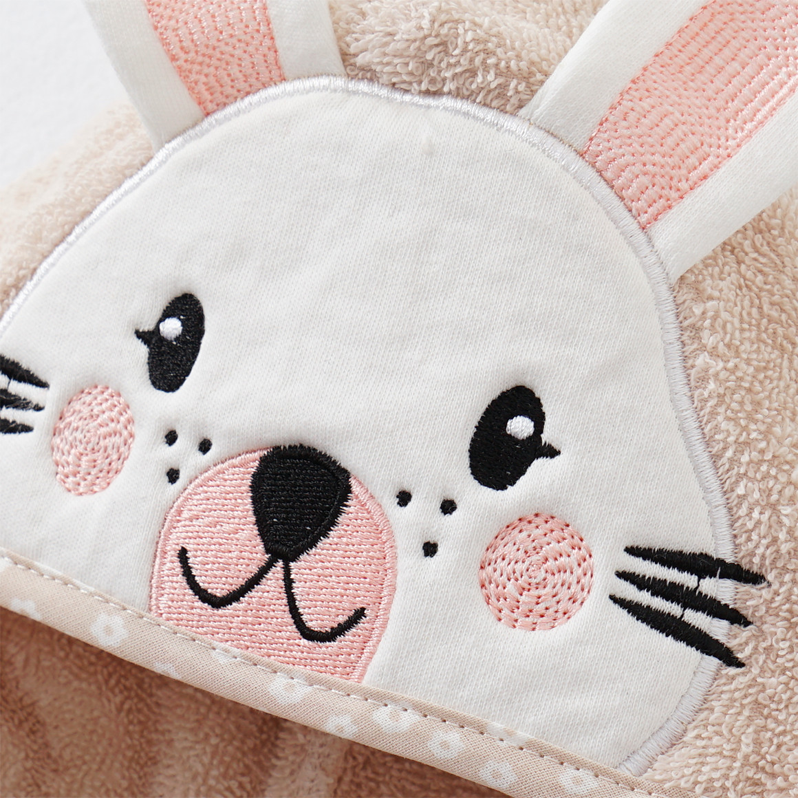 Topomini Baby Bademantel mit Hasen-Applikation beige