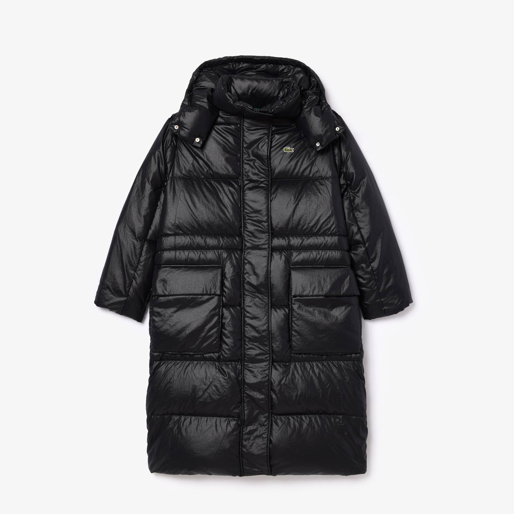 Lange, weite Daunenjacke mit verstellbarem Bund Jacken & Mäntel - Schwarz - Lacoste - Damen