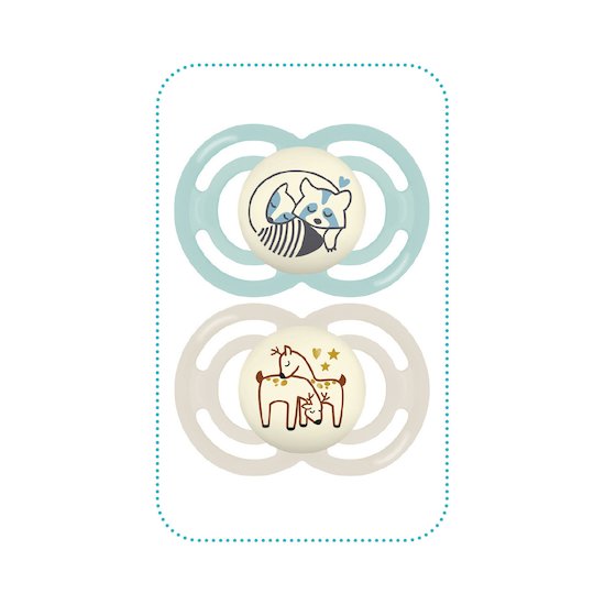 Lot de 2 sucettes Perfect nuit 18m+ en silicone   Aléatoire        de               Mam