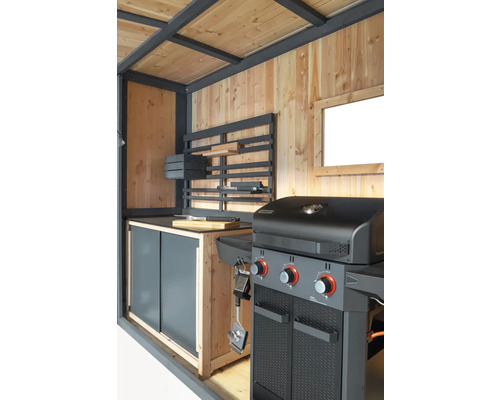 Konsta klein grillhuisje 224 x 102 cm natuur-antraciet