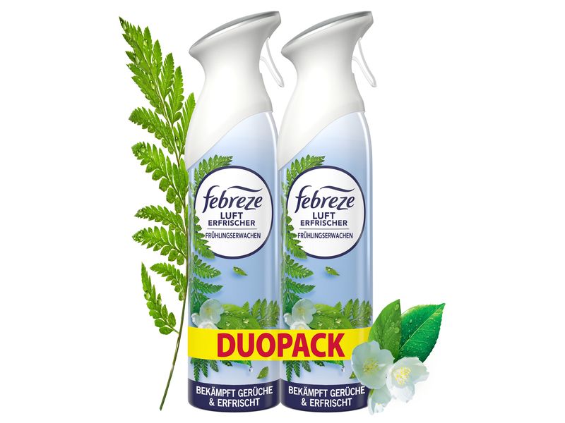 Febreze Lufterfrischer Spray Frühlingserwachen 2 x 185 ml Praktische Spraydose für angenehmen Raumduft