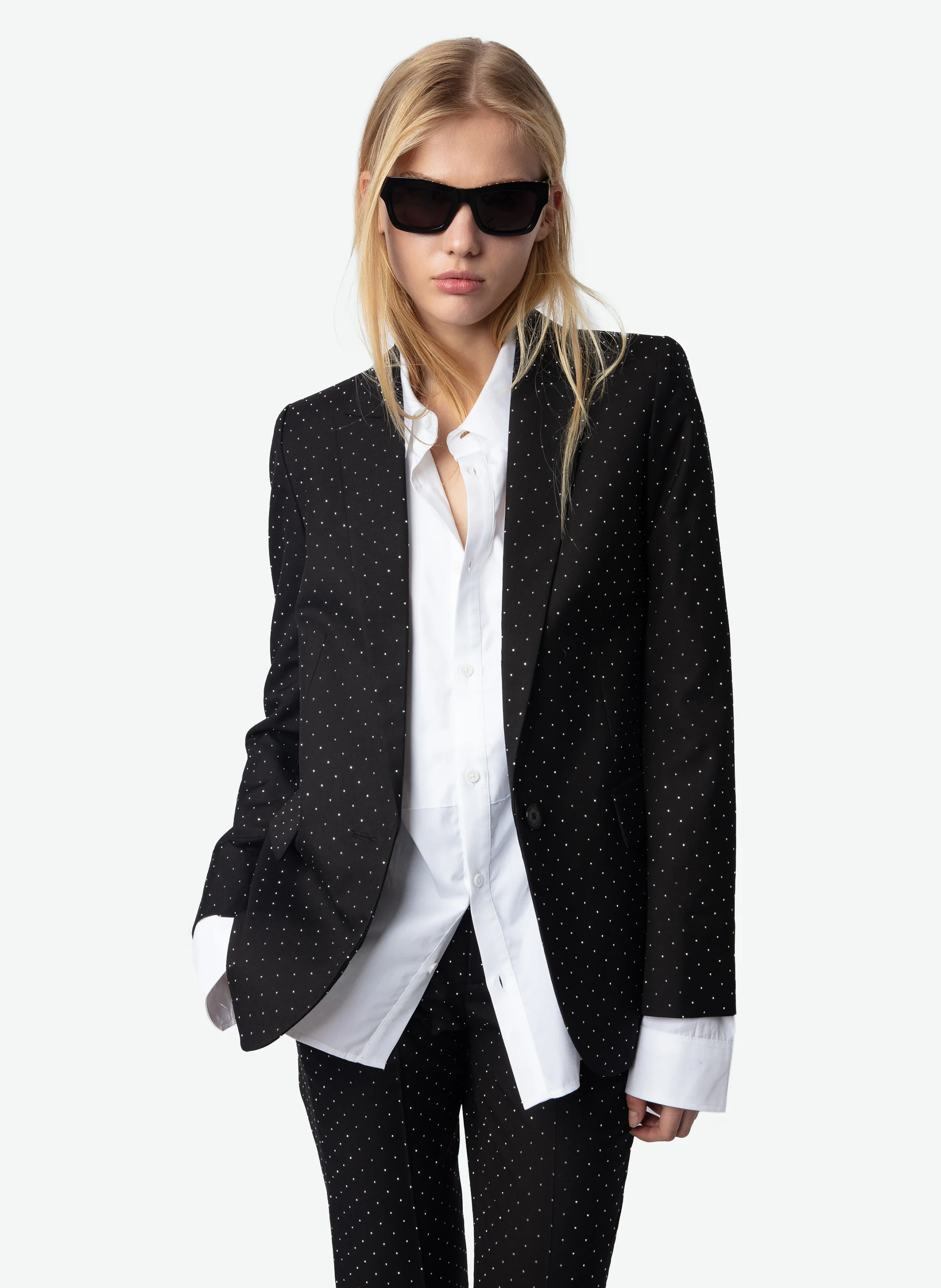 VALSE - Blazer droit à strass | Noir