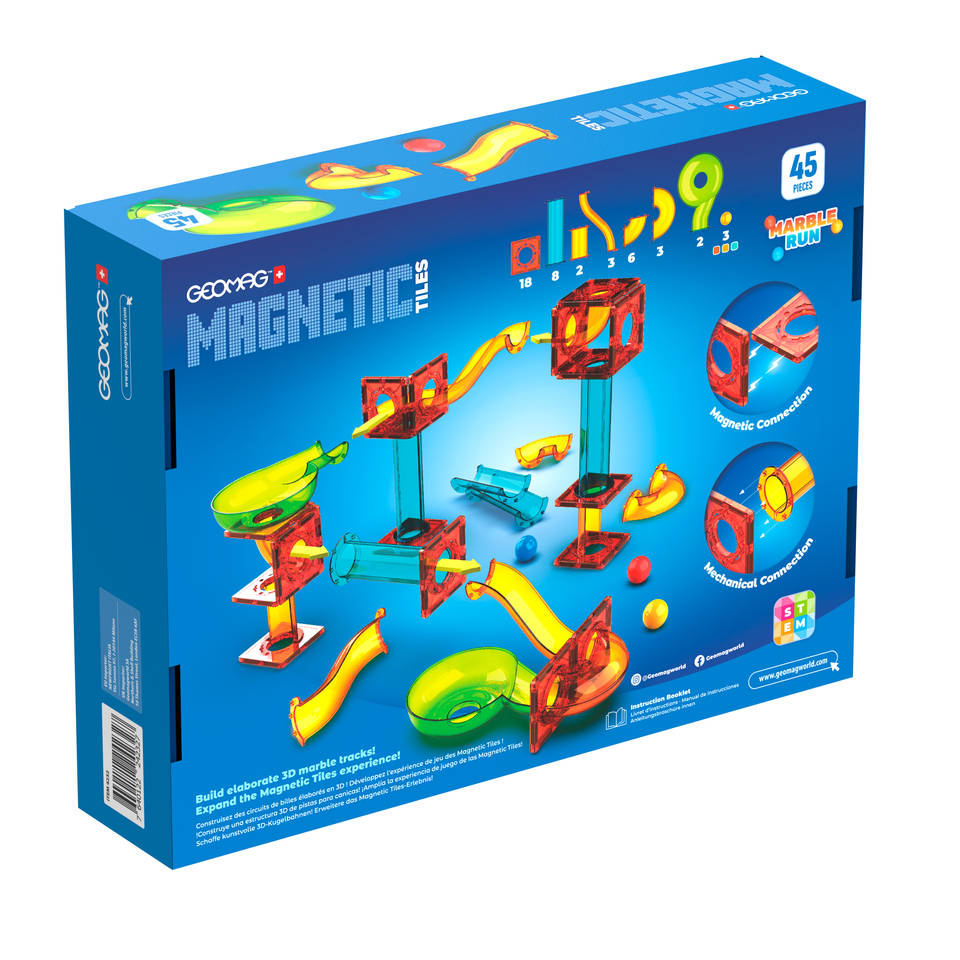 Geomag magnetische tegels knikkerbaan set 45-delig V1 kleuren