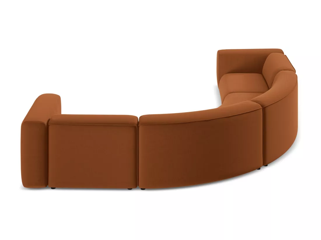 Canapé d'angle modulable en velours - terre cuite - EKAHI
