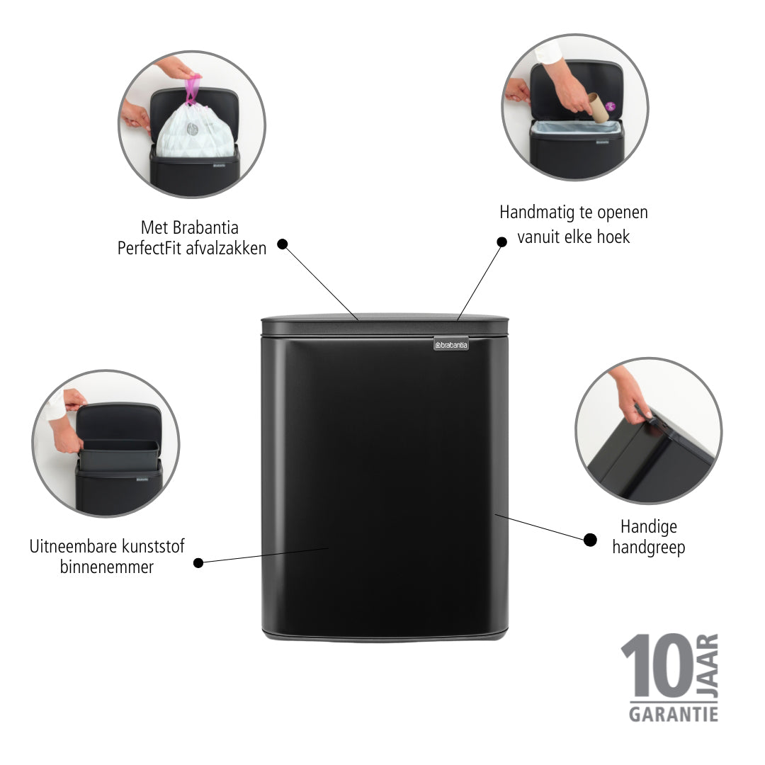 Brabantia Bo Afvalemmer 12 L - Matt Black
