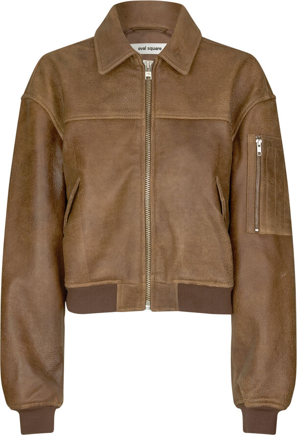 Oval Square Rocky Leather Bomber Used brown