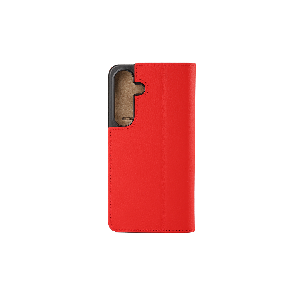 Samsung Galaxy S25  Plus Echtleder Book Case Tasche Flip Cover Hand Made (MARCS25P-M04) - Cherry Tomato