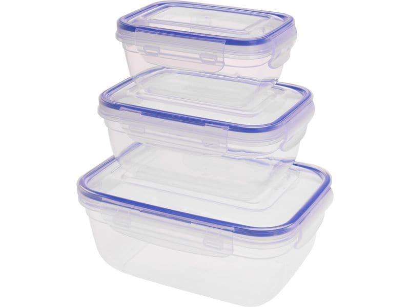 FURBER Vorratsbehälter 3-teilig eckig, Transparent Frischhaltedosen aus Kunststoff