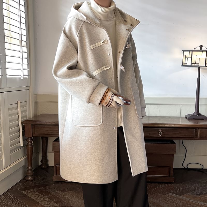 Orungeetun - Wollen trenchcoat met lange mouwen en tuimelschakelaar