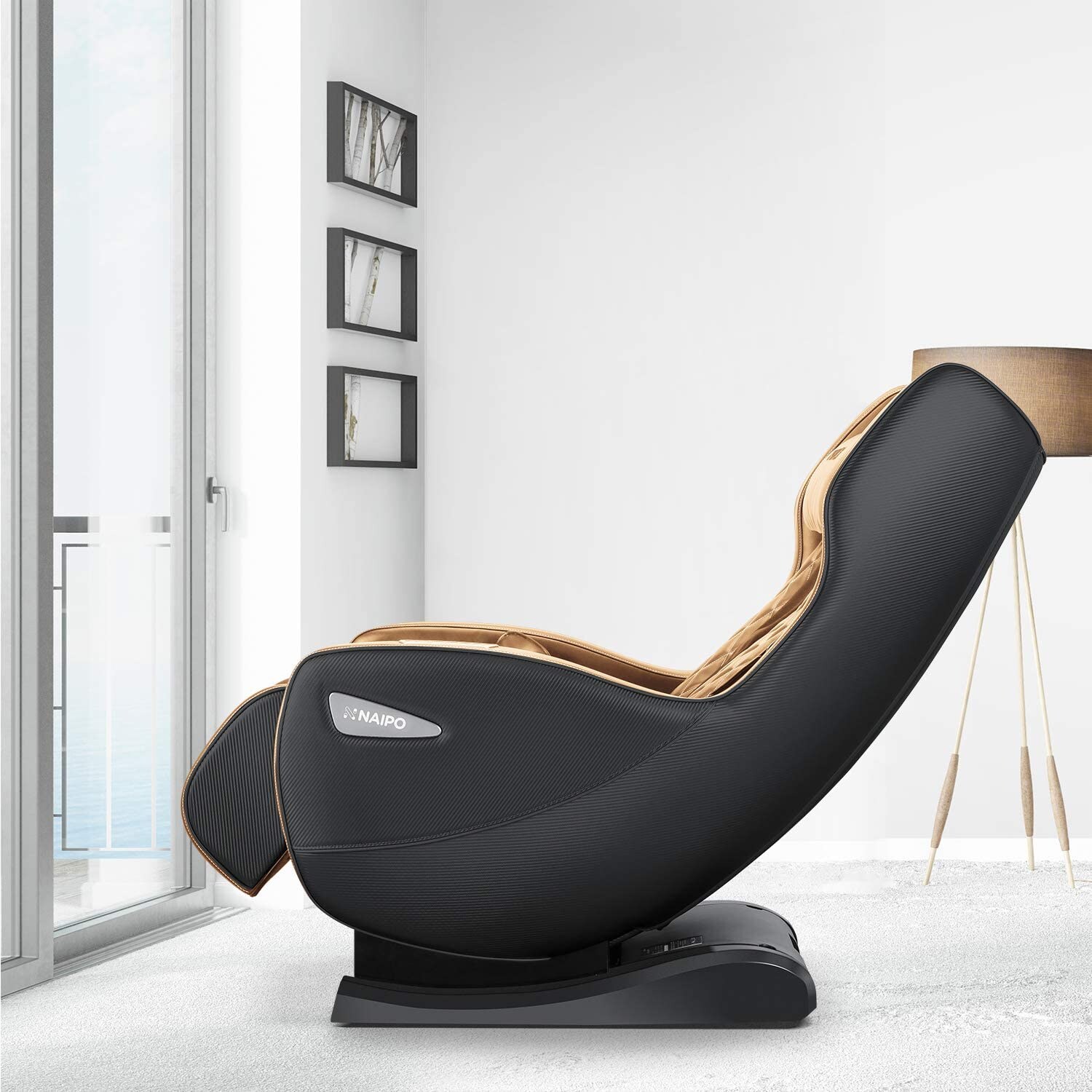 NAIPO Shiatsu Massagesessel Massagestuhl mit Klopfen Kneten Luft-Massage-System Bluetooth 3D Surround Sound Musik