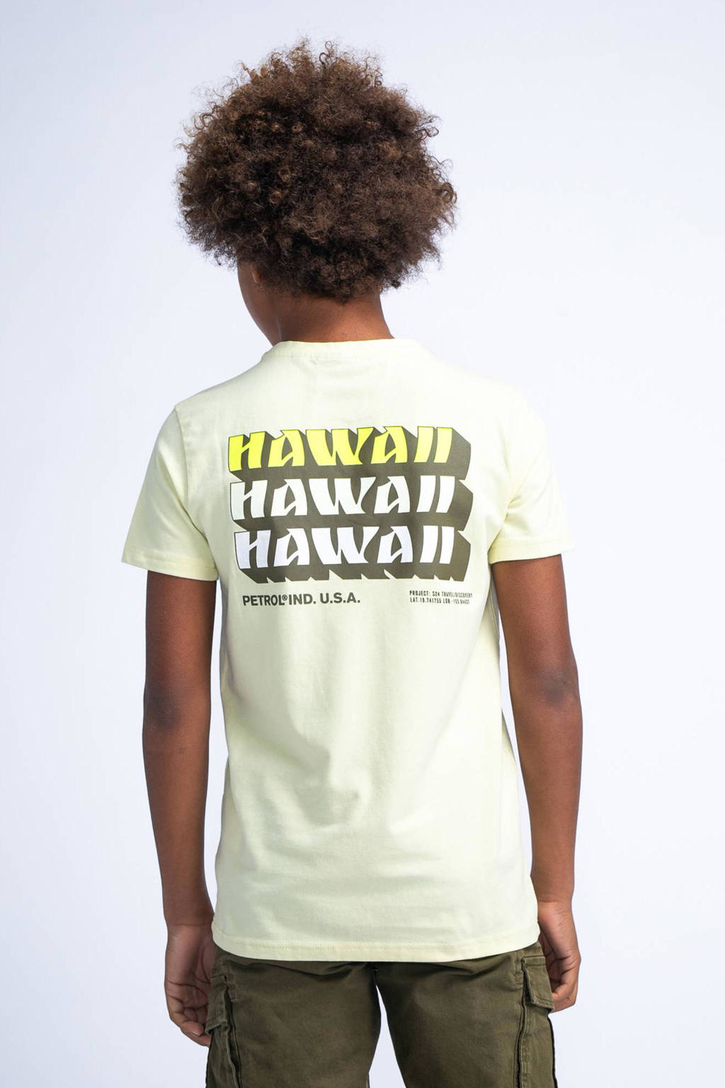 Petrol Industries T-shirt met backprint geel