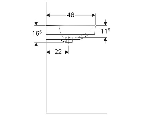GEBERIT Smyle Vierkante wastafel 75 cm wit zonder coating 500249011