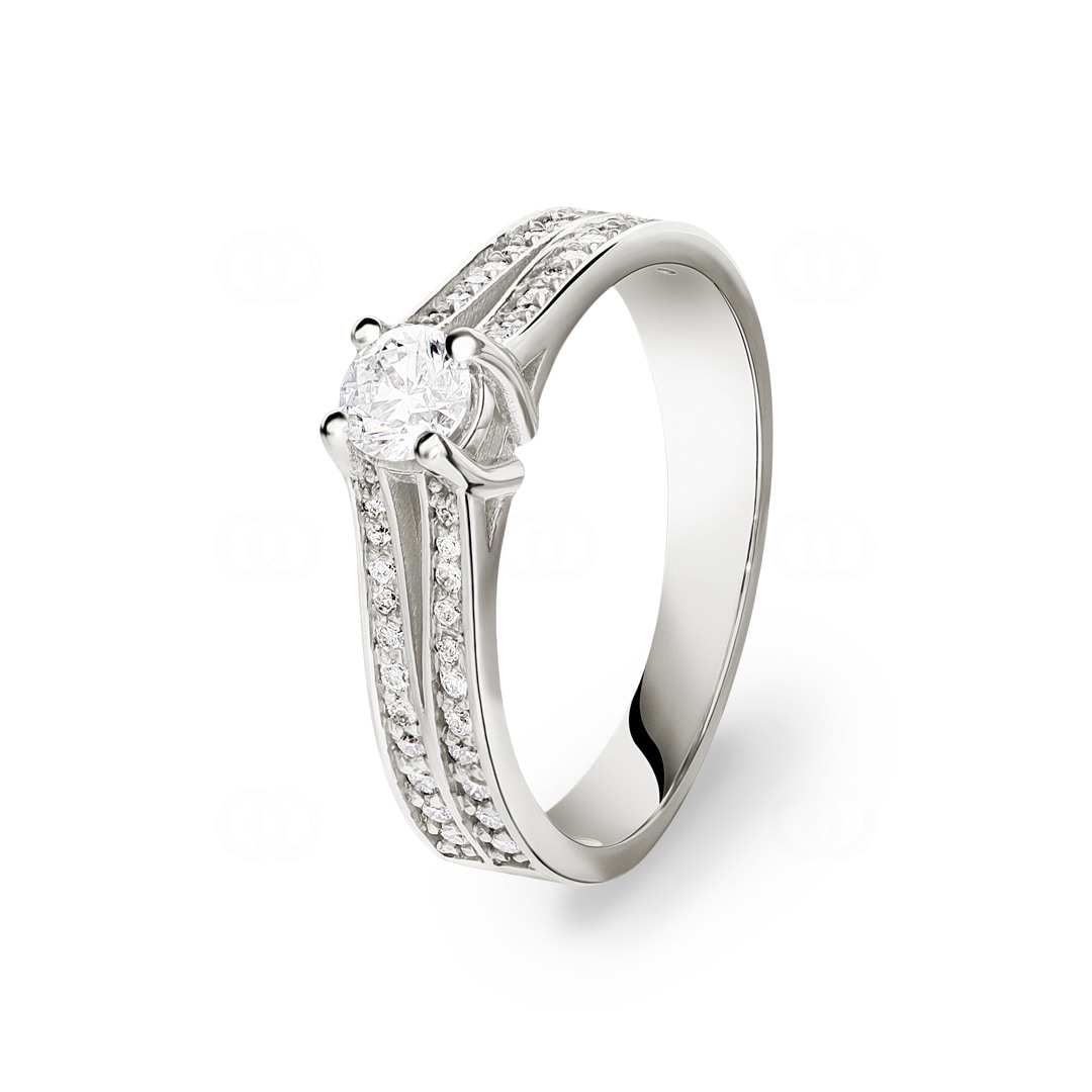 Verlobungsring 750/18 K Weissgold mit Diamanten 0.56 ct H/si