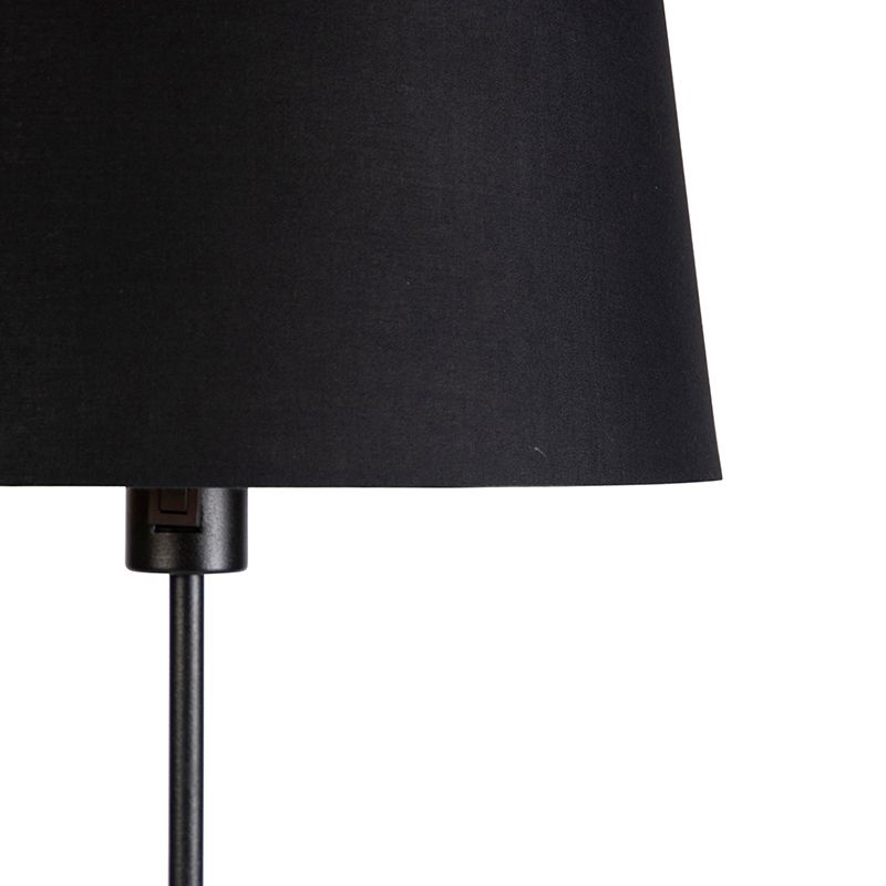Vloerlamp zwart met zwarte kap 35 cm verstelbaar - Parte
