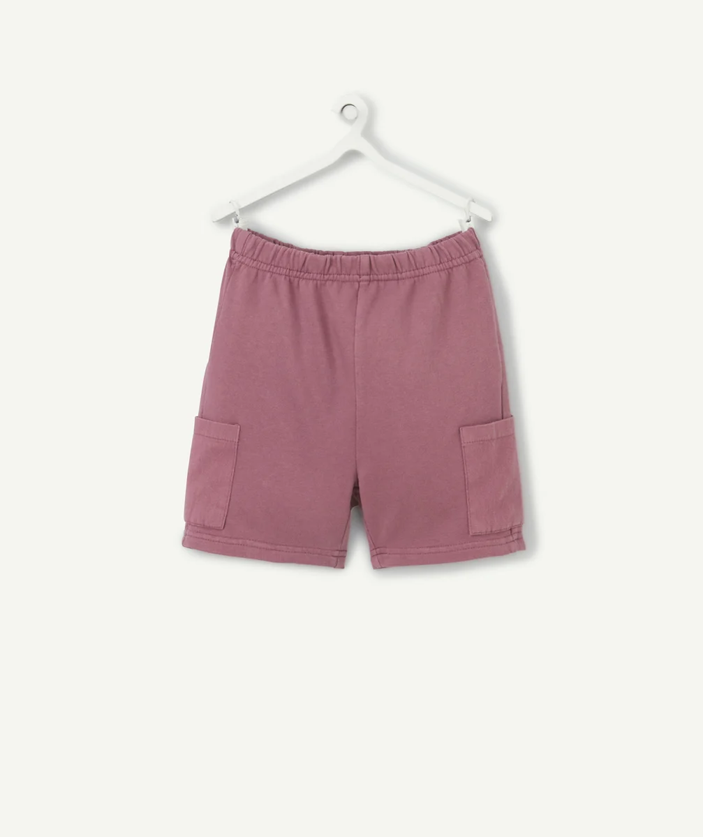 BERMUDA BÉBÉ GARÇON EN COTON BIO VIOLET AVEC POCHES