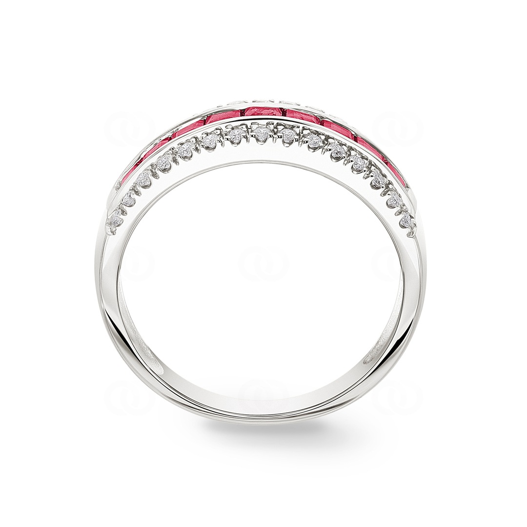 Rubinring 750/18 K Weissgold mit Diamanten 0.20 ct H/si