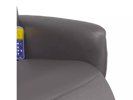 Fauteuil inclinable massant repose-pieds gris similicuir