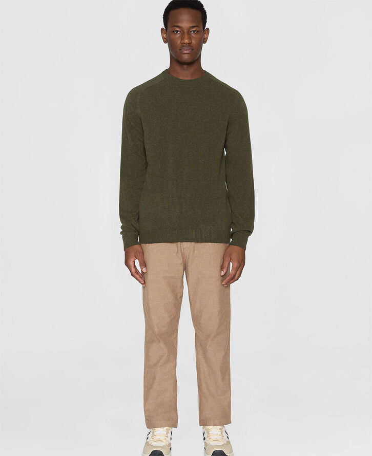 Knowledge Cotton Apparel Basic o-neck knit - GOTS Forrest night