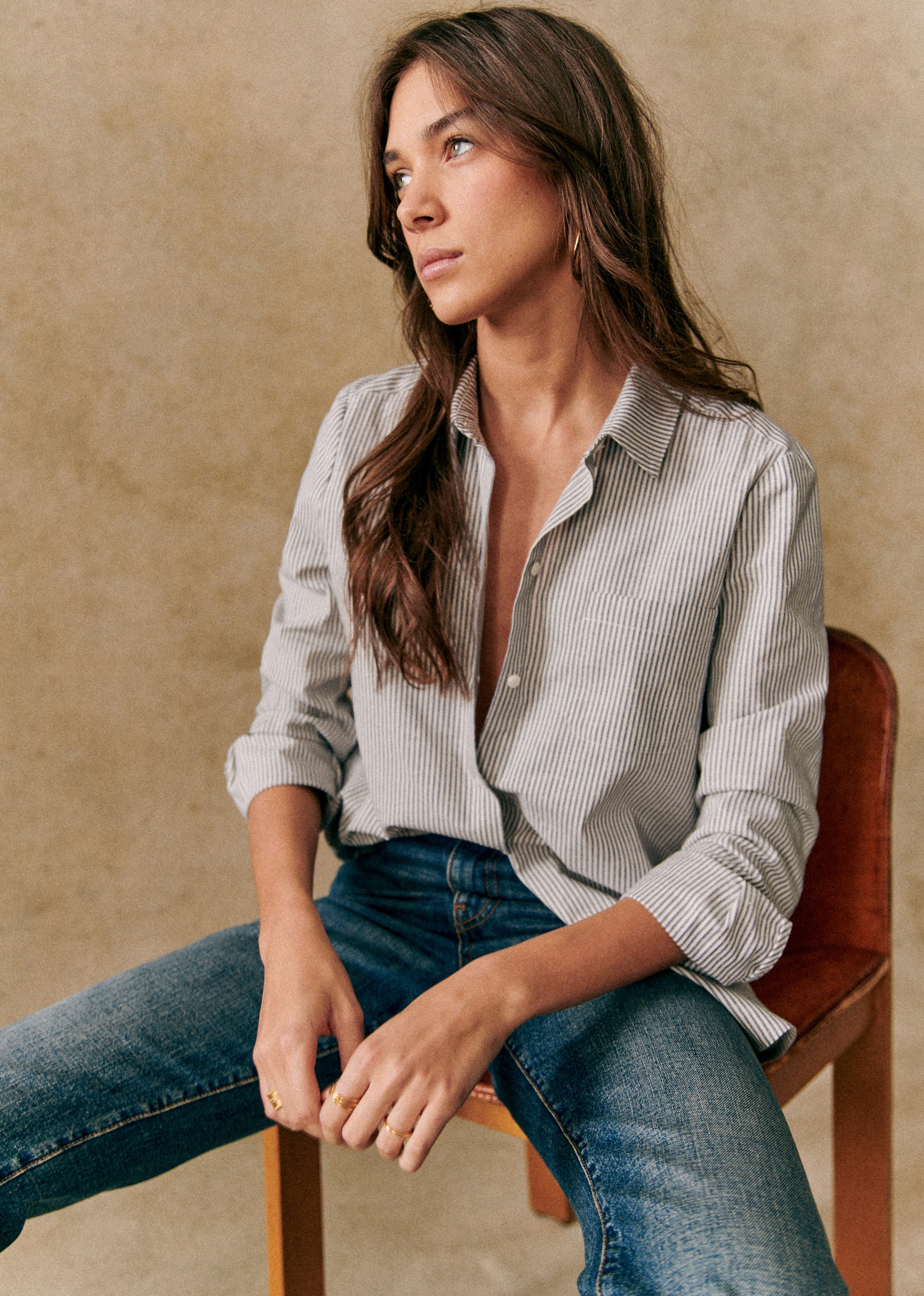 Chemise Tomboy - Rayures Ecru/Bleu - E-SHOP/CHEMISES & BLOUSES 5905264