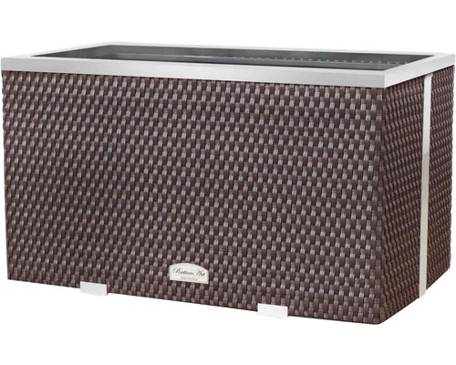 Polyrattan plantenbak 70x38x40 cm bruin-aluminium