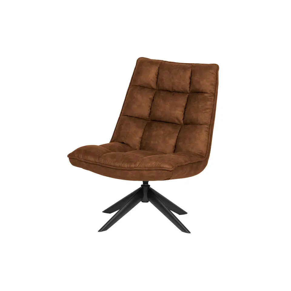 WOOOD Jouke Draaifauteuil - Kunstleer - Cognac - 97x70x85