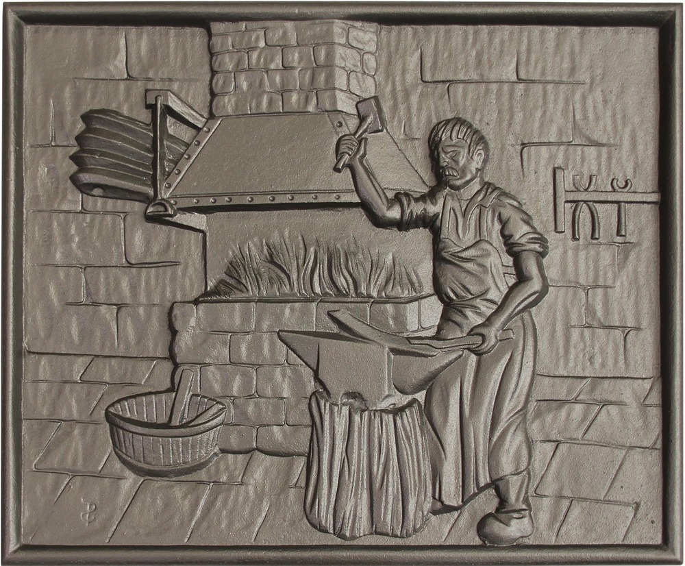 Plaque de cheminée le forgeron h. 48cm x l. 58,5cm