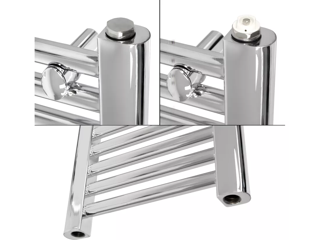 ECD Germany Sèche-Serviettes Design Sahara - 500 x 1200 mm - Chrome - Connexion Latéral - Forme Courbé - avec Kit Montage Mural - Tige Chauffante Non Inclus - Radiateur pour Salle de Bain