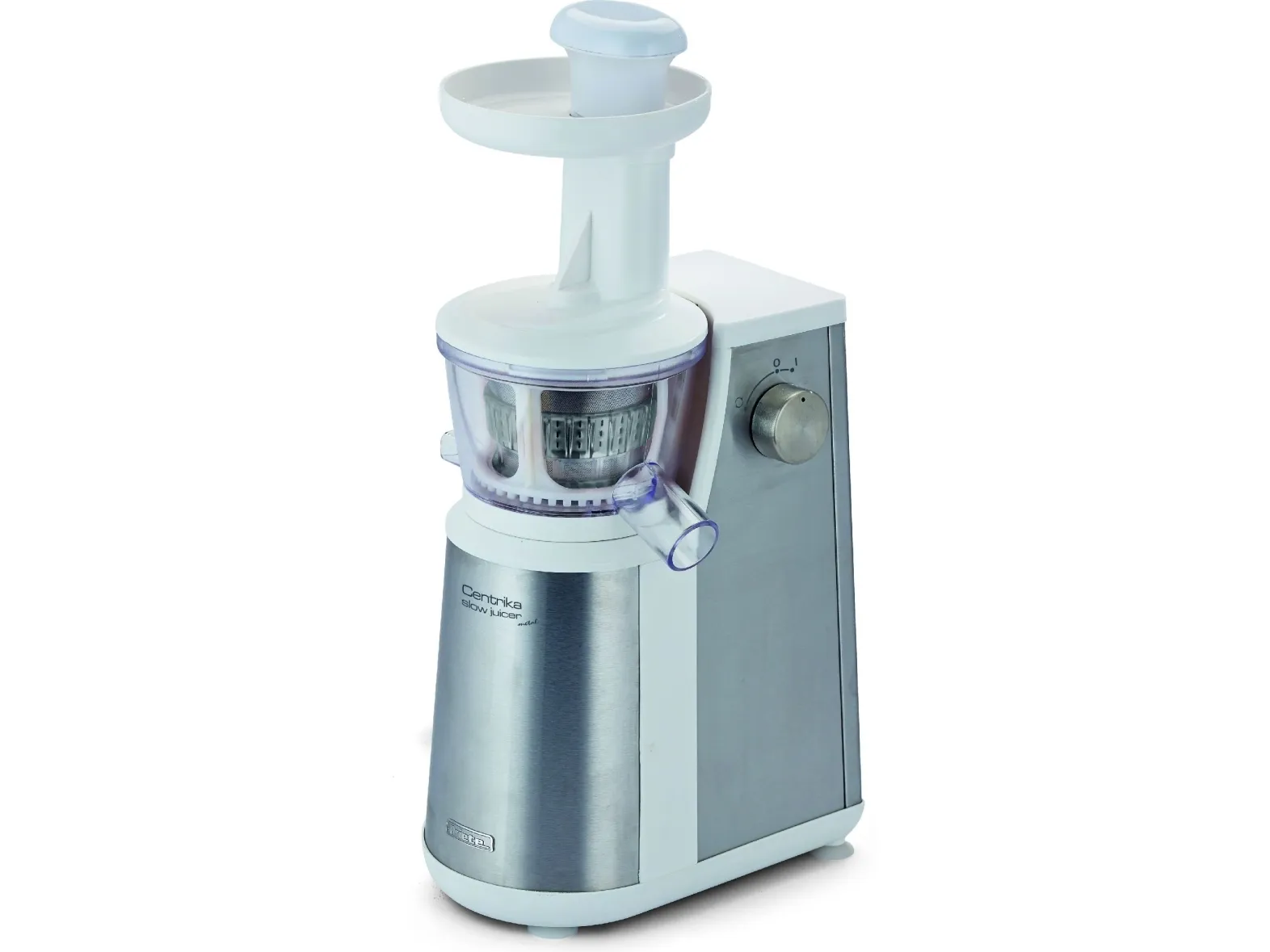Ariete 0177/20, Slow juicer, Rustfrit stål, Hvid, 0,8 L, Sikkerhedsklemme, Dreje, Plast