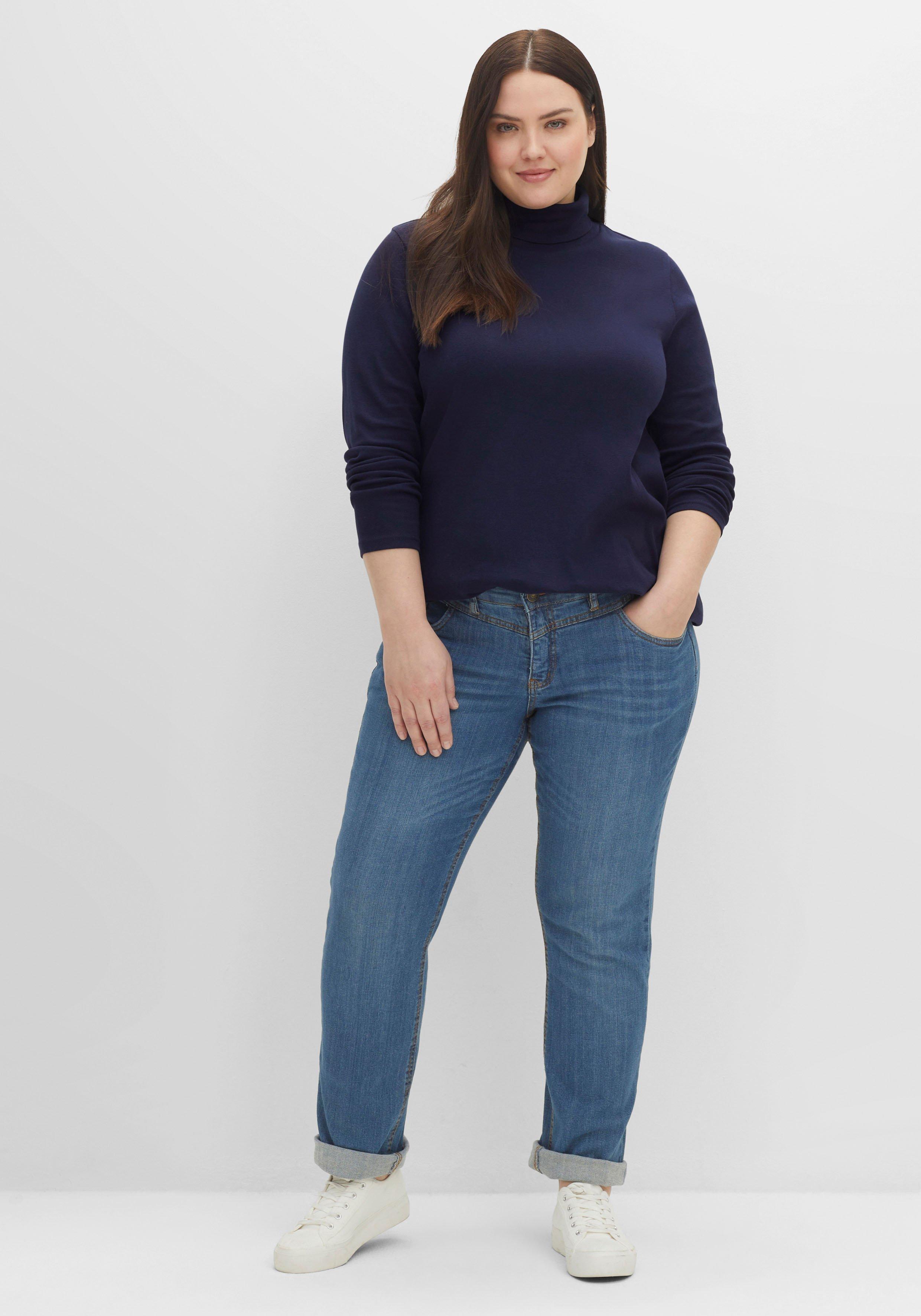 Langarmshirt mit Rollkragen, in A-Linie