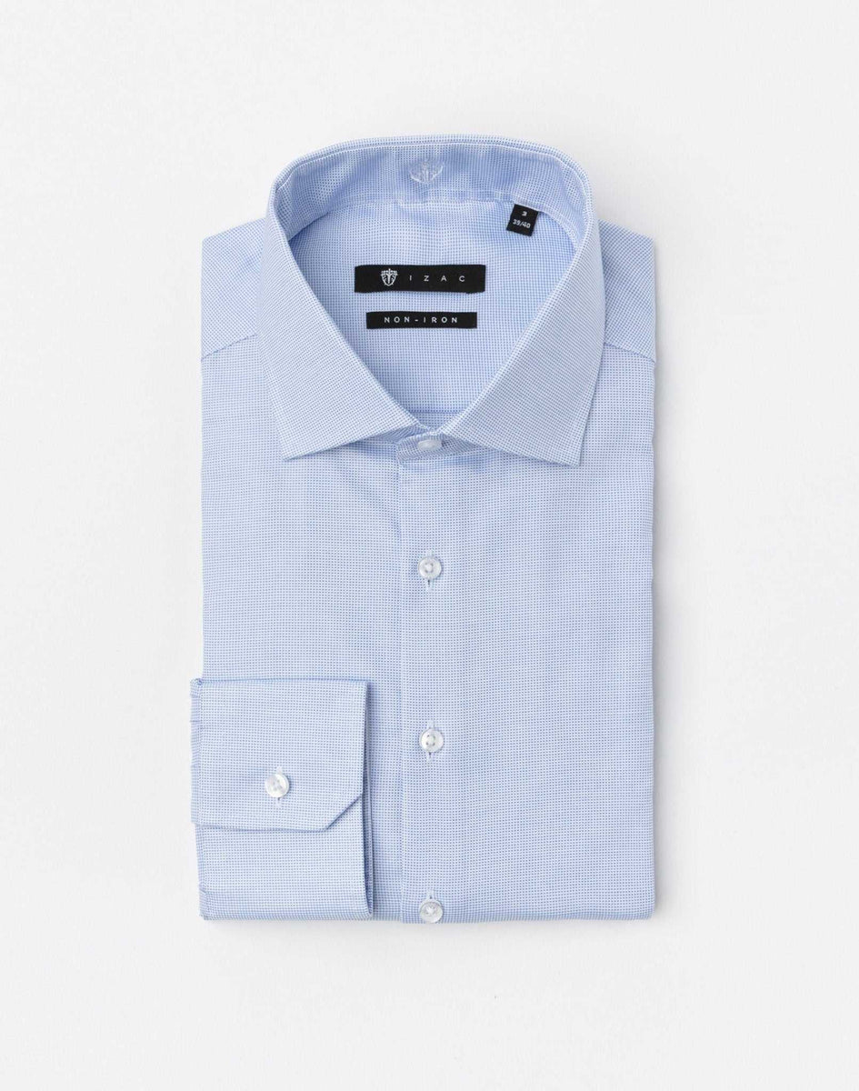 Chemise easy iron coton bleu