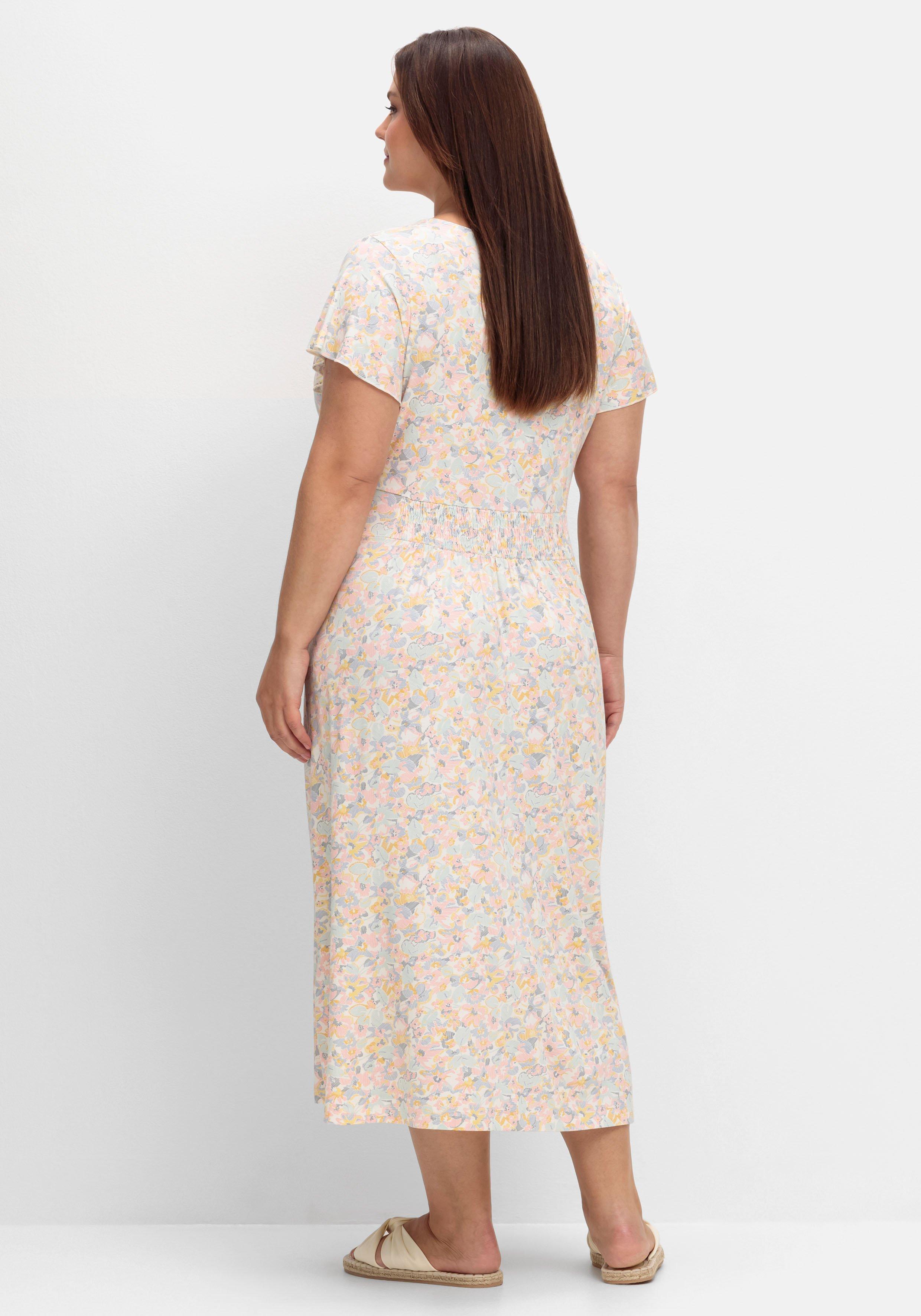 Jerseykleid in A-Linie, mit Blütenprint