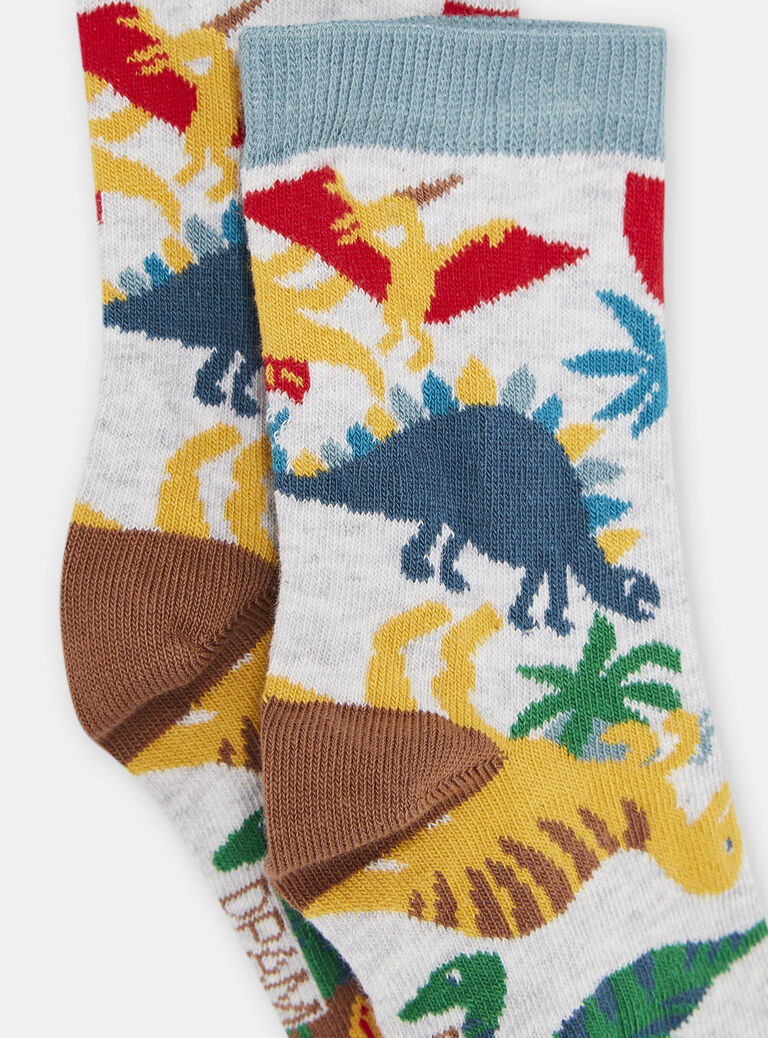 Chaussettes grises à imprimé dinosaures garçon