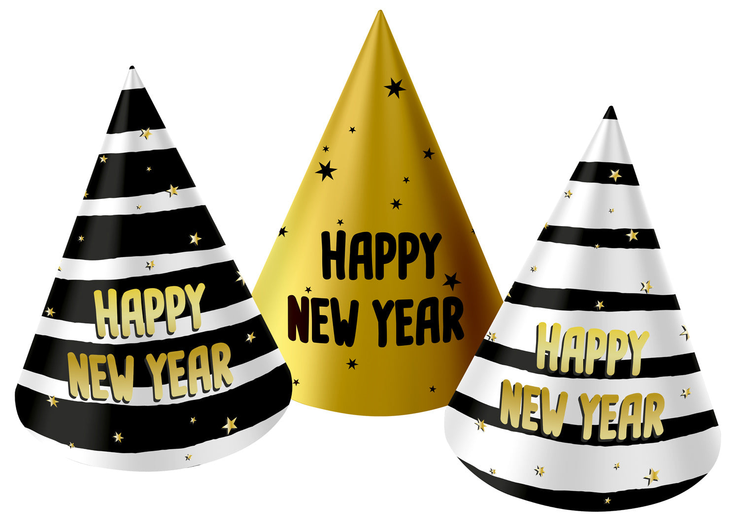 Feesthoedjes Happy New Year 10cm 6st