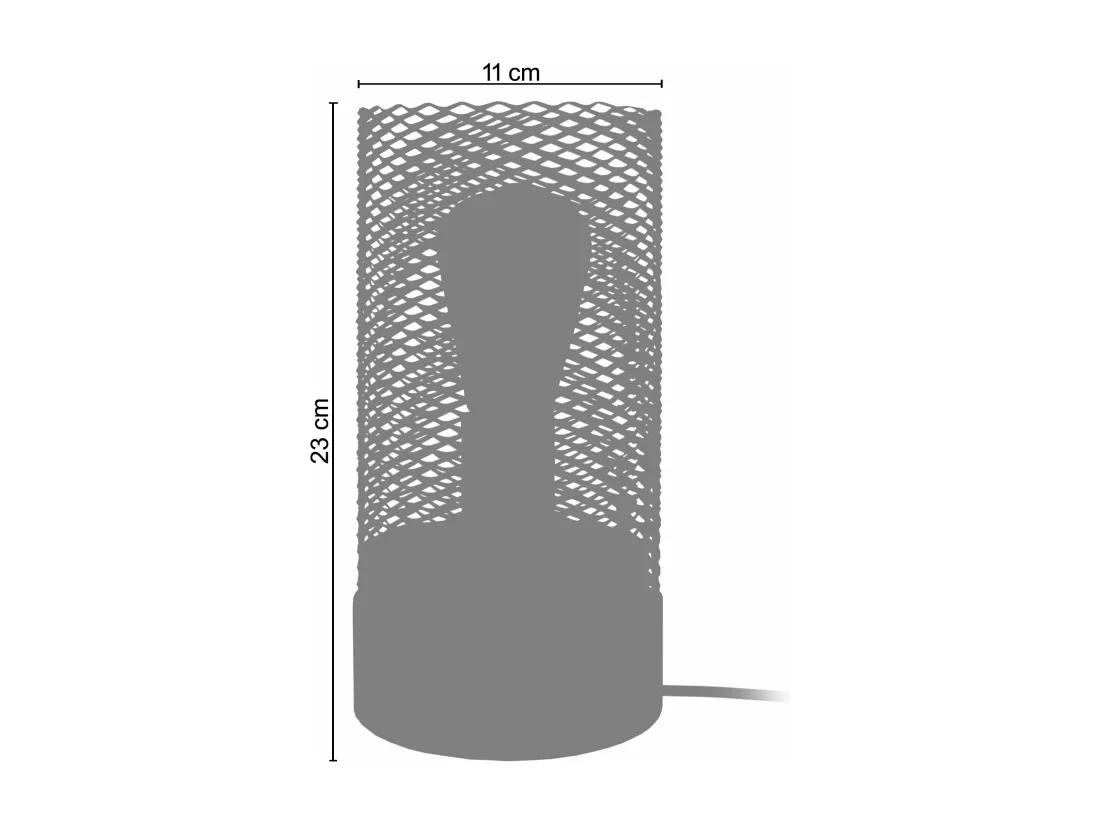 Lampe de chevet bois cylindre métal blanc 25 cm.