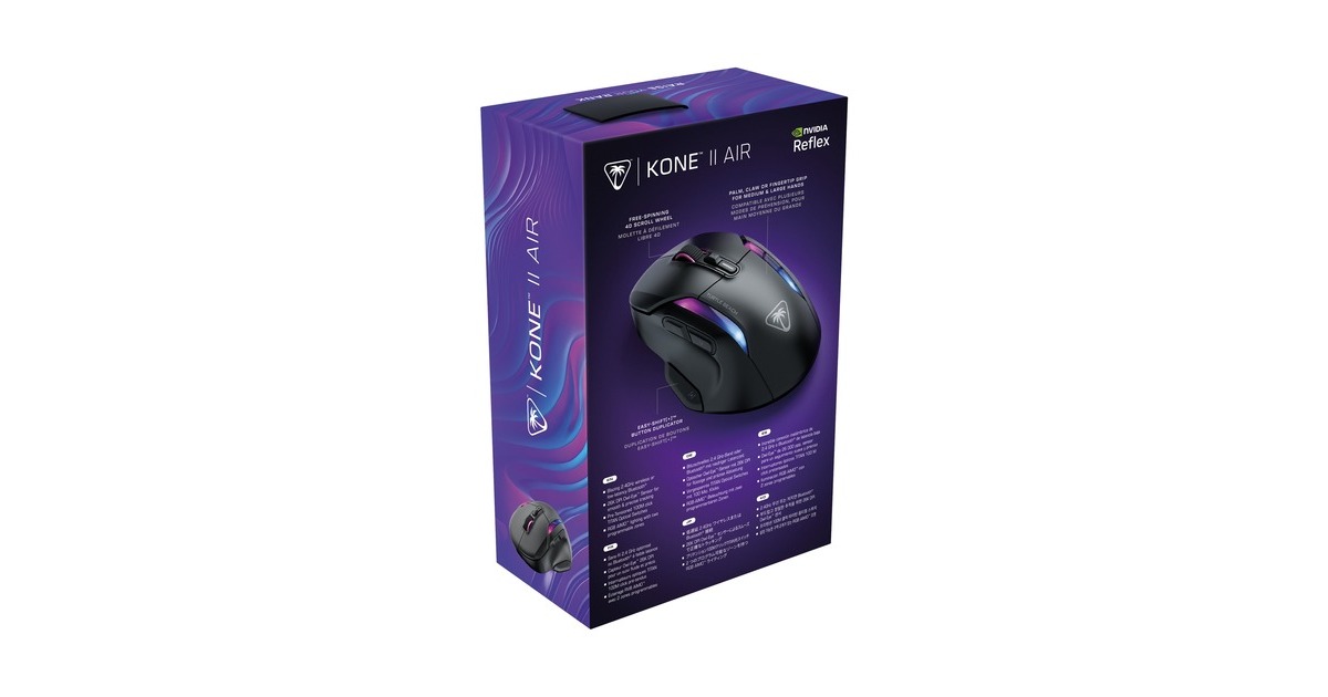 Turtle BeachKone II Air gaming muis  (Zwart, 50 - 26.000 Dpi, RGB, USB / 2,4 GHz / Bluetooth)