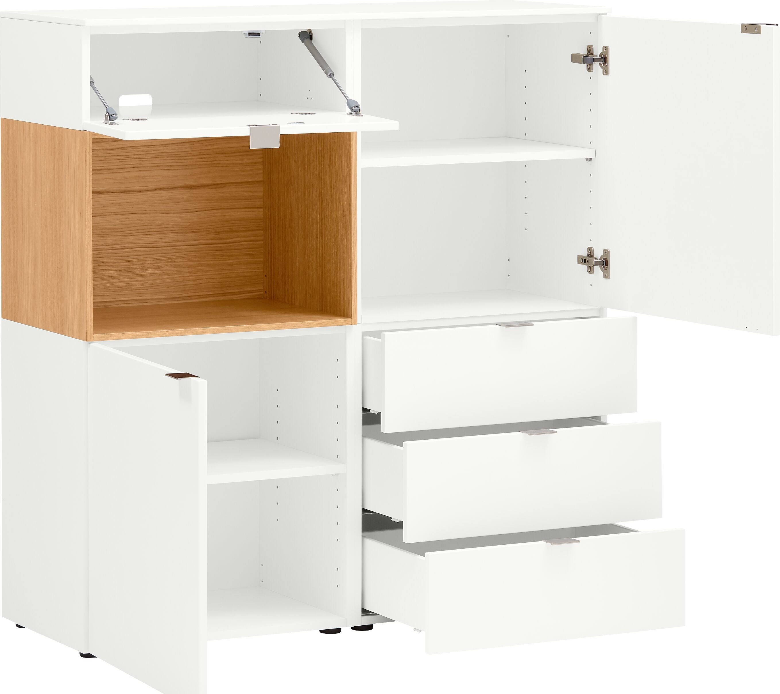TILL Highboard - Weiss / Eiche / B: 112.0 cm x T: 41.0 cm x H: 115.2 cm