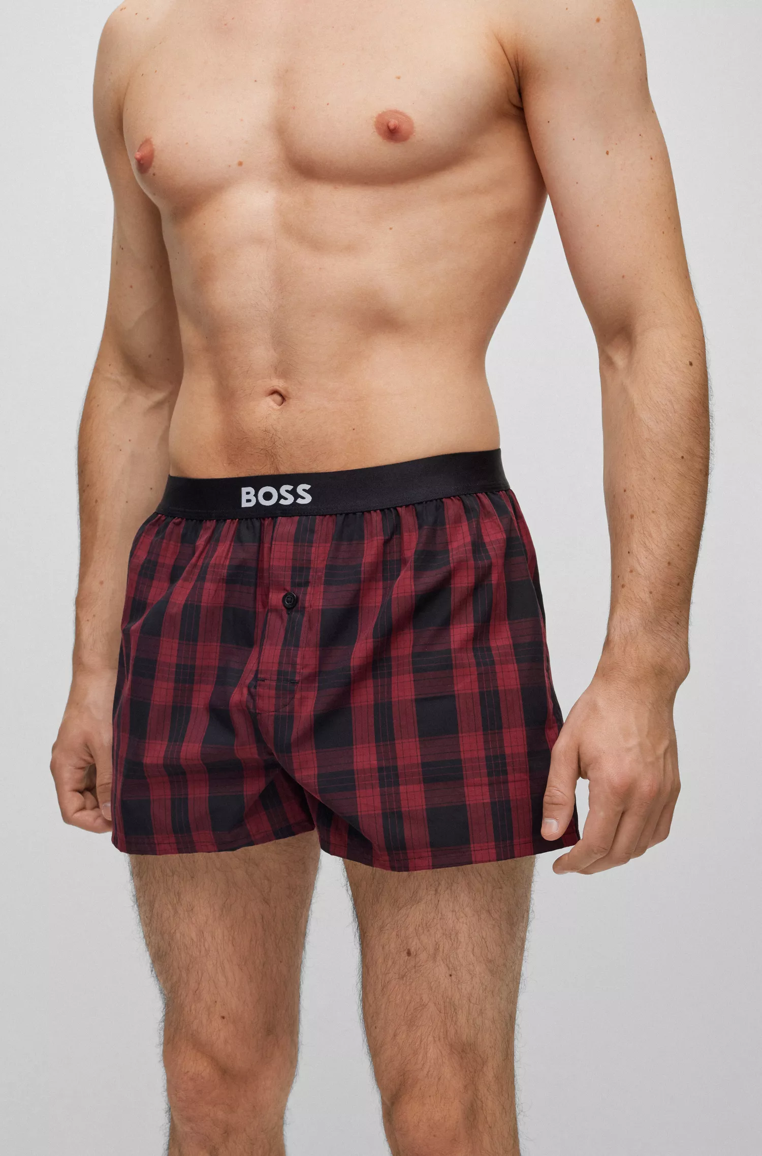 BOSS Preto - Pacote com dois shorts de pijama de algodão com cós com logo.
