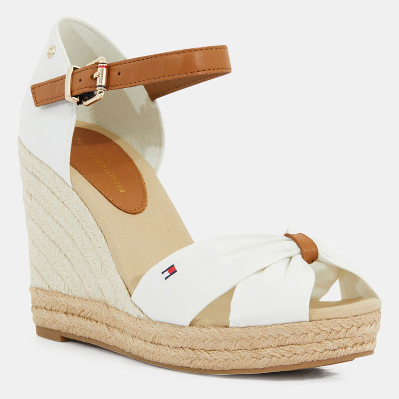 Tommy Hilfiger Sandales compensées Basic Opened Toe blanches - Talon 10 cm